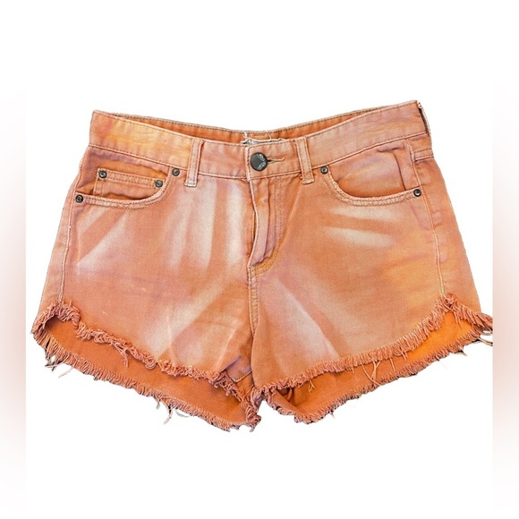 Free People Pants - FREE PEOPLE Irreplaceable Tie Dye Orange Cut Off Shorts